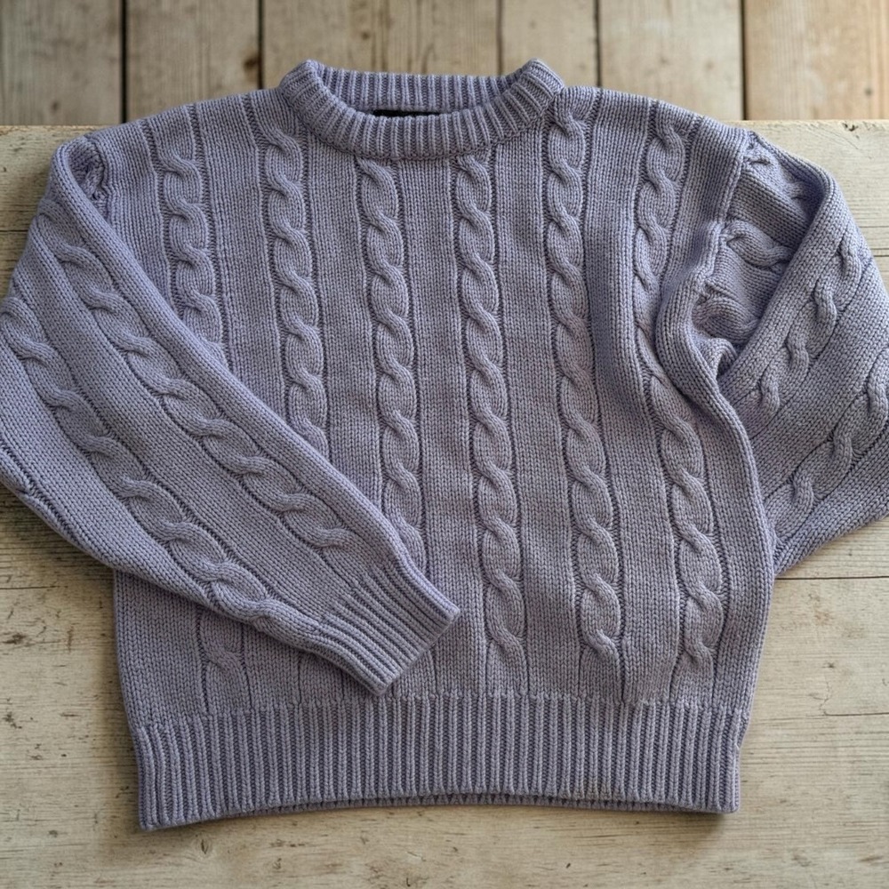 Hunter's Glen Sweater Cable Knit Crew Neck Lavender Purple Womens Large Vintage